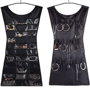 Umbra Black Hanging Jewelry Organizer with Clear Pocket Front